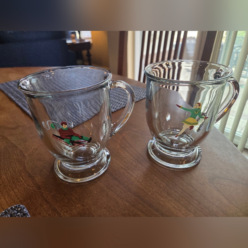 Williams Sonoma Anchor Hocking Winter Sports Mugs